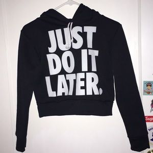 Just Do It Later Cropped Hoodie